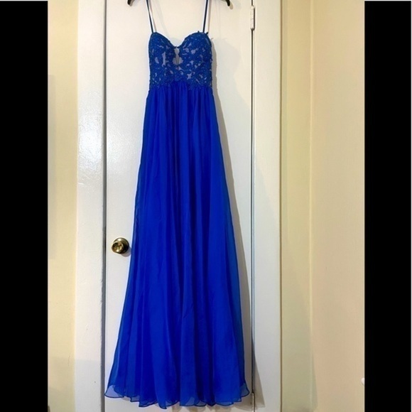 La Femme Blue strapless Gown Size 4 - Picture 1 of 16